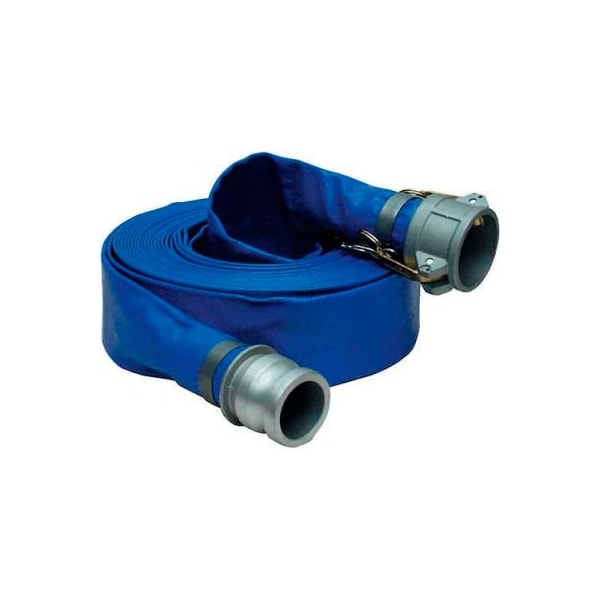 Apache 4" x 50' PVC Lay Flat Discharge Hose Coupled w/ C x E Aluminum Cam & Groove Fittings 98138077 - main